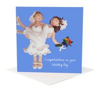 Holy Mackerel same sex wedding card for a lesbian couple - designed by artist Erica Sturla - 15cm square and blank inside for your message