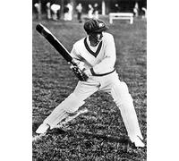 Holy Mackerel Sir Don Bradman retro black and white photographic card featuring a vintage image of the cricketer in action - 12.6 x 17.7cm and blank inside