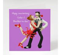 Holy Mackerel sister and brother-in-law anniversary card - designed by artist Erica Sturla - 15cm square and blank inside for your message