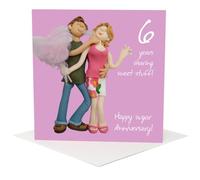 Holy Mackerel 6th Wedding Anniversary Card (sugar) designed by Erica Sturla. 15cm square and blank inside