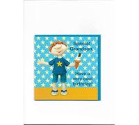 Holy Mackerel special grandson birthday card featuring a little boy with an icecream - designed by artist Erica Sturla - 15cm square and blank inside for your message - made in the UK