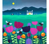 Holy Mackerel summer meadow nature themed art card for him or her - designed by artist Ailsa Black - 15cm square and blank inside for your message