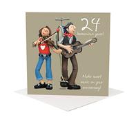 Holy Mackerel sweet music 24th wedding anniversary card for a couple - designed by artist Erica Sturla - 15cm square and blank inside for your message - made in the UK
