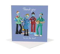 Holy Mackerel thank you card for hospital staff, appreciation greeting card for nurses and doctors, thoughtful illustrated thank you design after care or treatment, 15 cm square with envelope