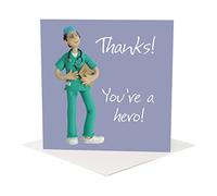 Holy Mackerel Thanks Hero Doctor Greetings Card by Erica Sturla from One Lump or Two occasions range. Card is 15cm square and blank inside for your own message