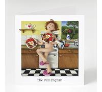Holy Mackerel the full english cheeky blank greeting card - designed by artist Erica Sturla - 15cm square and blank inside for your own message