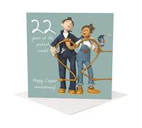 Holy Mackerel the perfect combi copper 22nd wedding anniversary card for a couple - designed by artist Erica Sturla - 15cm square and blank inside for your message - made in the UK