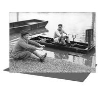 Holy Mackerel The rowing coach vintage photographic card featuring an image of Peter Haig Thomas instructing oarsman Carbonell, 1933-12.6 x 17.7cm and blank inside