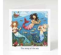 Holy Mackerel the song of the sea mermaid themed blank greeting card - designed by artist Erica Sturla - 15cm square and blank inside for your own message