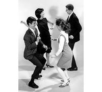 Holy Mackerel the twist retro black and white photographic card featuring a vintage image of a couple dancing - 12.6 x 17.7cm and blank inside