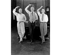Holy Mackerel three men dancing retro black and white photographic card featuring a vintage image of an early film still - 12.6 x 17.7cm and blank inside