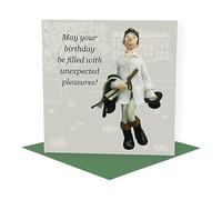Holy Mackerel wet shirt Mister Darcy birthday card featuring the handsome Jane Austen hero - designed by artist Erica Sturla - 15cm square and blank inside for your message - made in the UK