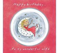 Holy Mackerel Wonderful wife, a 15cm square birthday card from a husband featuring Rosie Brooks artwork, blank inside for your message