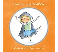 Holy Mackerel You've graduated (female), a 15cm square university or college graduation card featuring Rosie Brooks artwork, blank inside for your message