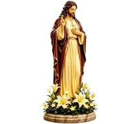 Holy Mary Garden Light Decorative Resin Figurine with LED Lighted Flower | Holy Mother Mary Statue for Garden, Backyard, Deck, Balcony, Courtyard, Lawn
