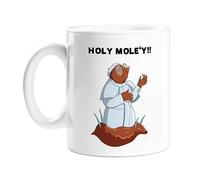Holy Mole'y!! Mug | Funny Animal Joke Coffee Mug for Him Or Her, Hand Illustrated Mole Dressed As The Pope Ceramic Mug, Holy Moly Pun, Animal Pun Mug