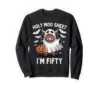 Holy Moo Sheet I'm Fifty Funny Halloween Cow Sweatshirt