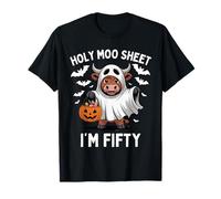 Holy Moo Sheet I'm Fifty Funny Halloween Cow T-Shirt