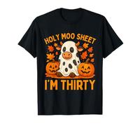 Holy Moo Sheet Im Thirty Cow Halloween Pumpkin Birthday T-Shirt