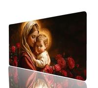 Holy Mother Mouse Mat 56”x24” Waterproof Gaming Mouse Pad Flower Non-slip Rubber Base Abrasion-resistant Stitched Edges, Large Mousepad as Desk Mat for Office Accessories Laptop Keyboard JXL-3935