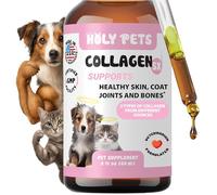 Holy Pets Liquid Collagen for Dogs & Cats - 5 Types I, II, III, V, X - Joint, Skin & Coat Support - Hyaluronic Acid - Hydrolyzed Bovine, Fish & Chicken Collagen - 2oz, 30 Servings