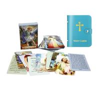 Holy Prayer Cards Holder, PU Leather Holy Cards Binder with Cross Embroidery, Catholic Christian Prayer Cards Organizer, Portable Holy Cards Album for Devotional Cards A05