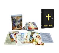 Holy Prayer Cards Holder, PU Leather Holy Cards Binder with Cross Embroidery, Catholic Christian Prayer Cards Organizer, Portable Holy Cards Album for Devotional Cards A01