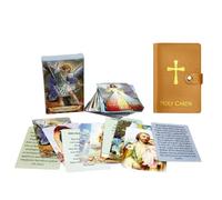 Holy Prayer Cards Holder, PU Leather Holy Cards Binder with Cross Embroidery, Catholic Christian Prayer Cards Organizer, Portable Holy Cards Album for Devotional Cards A03