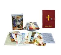 Holy Prayer Cards Holder, PU Leather Holy Cards Binder with Cross Embroidery, Catholic Christian Prayer Cards Organizer, Portable Holy Cards Album for Devotional Cards A04