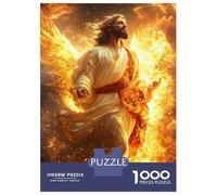 Holy Robed Figure Jigsaw Puzzle for Adults 1000 Piece Jigsaw Puzzle Fire Light Puzzle Game for Family Stress Relief Focus Home Decor Gift 52x38cm/1000pcs