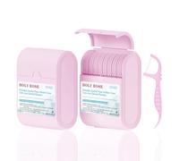 Holy Rose Pink Dental Floss Picks, 2 Travel Floss Cases with Twin Line Flosser 104 Count,Mint Flavored,Floss Sticks Toothpicks is Oral Care Tool for Clean and Fresh Teeth.