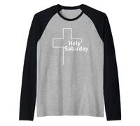 Holy Saturday Cross Christian Catholic Religous Art Raglan Baseball Tee