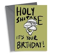 Holy Shitake Green Mushroom birthday card