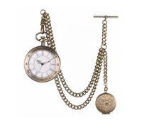 Holy Sins Jewellery Bronze Colour Quartz Pocket Watch with Albert Chain