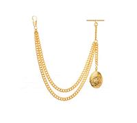 Holy Sins Jewellery Gold Colour Single Double Link Albert Pocket Watch Chain With Locket Pendant (16")