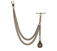 Holy Sins Jewellery Handmade in The UK Bronze Colour Albert Pocket Watch Chain with Hollow Pendant, 18", Brass, Iron