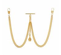 Holy Sins Jewellery Handmade in The UK Gold Colour Double Albert Pocket Watch Chain with Crown Pendant (14")