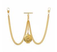Holy Sins Jewellery Handmade in The UK Gold Colour Double Albert Pocket Watch Chain with Locket Pendant