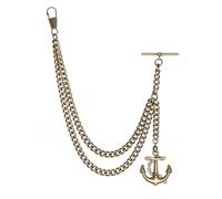 Holy Sins Jewellery Made in The UK Bronze Colour Single Albert Pocket Watch Chain with Anchor Pendant (10")