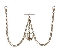 Holy Sins Jewellery Made in The UK Bronze Colour Single Albert Pocket Watch Chain with Anchor Pendant (12")