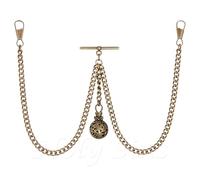 Holy Sins Jewellery Made in The UK Bronze Colour Single Albert Pocket Watch Chain with Hollow Pendant (12")
