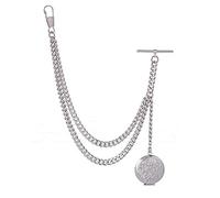 Holy Sins Jewellery Made in the UK Silver Colour Albert Pocket Watch Chain With Locket Pendant (8")