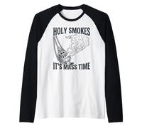 Holy Smokes Its Mass Time Catholic Censer Raglan Baseball Tee