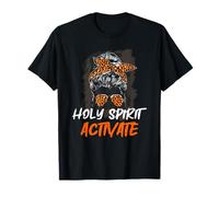 Holy-Spirit Activate Religious Mom Leopard Messy Bun Hair T-Shirt
