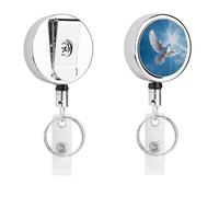 Holy Spirit Bird Dove Cute Retractable Metal ID Badge Holder Reel Clip Keychain for Office Work
