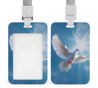 Holy Spirit Bird Dove Funny ID Badge Holder with Lanyard Name Card Holders for Work Nurse Teacher