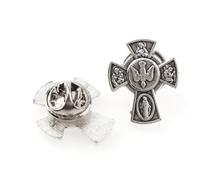 Holy Spirit Four Way Cross Catholic Sacred Heart Joseph Miraculous Medal Metal Pin Badge Brooch (Silver)