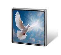 Holy Spirit White Dove1 Round Brooch Pin Lapel Pins Tie Suit Dress Accessories Wedding Birthday for Men Women
