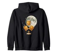 Holy Toast Trio With Halos Moon And Cross Parody Zip Hoodie