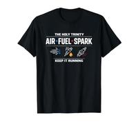 Holy Trinity Air Fuel Spark Mechanic Humor Value Graphic T-Shirt, Men, Black, L